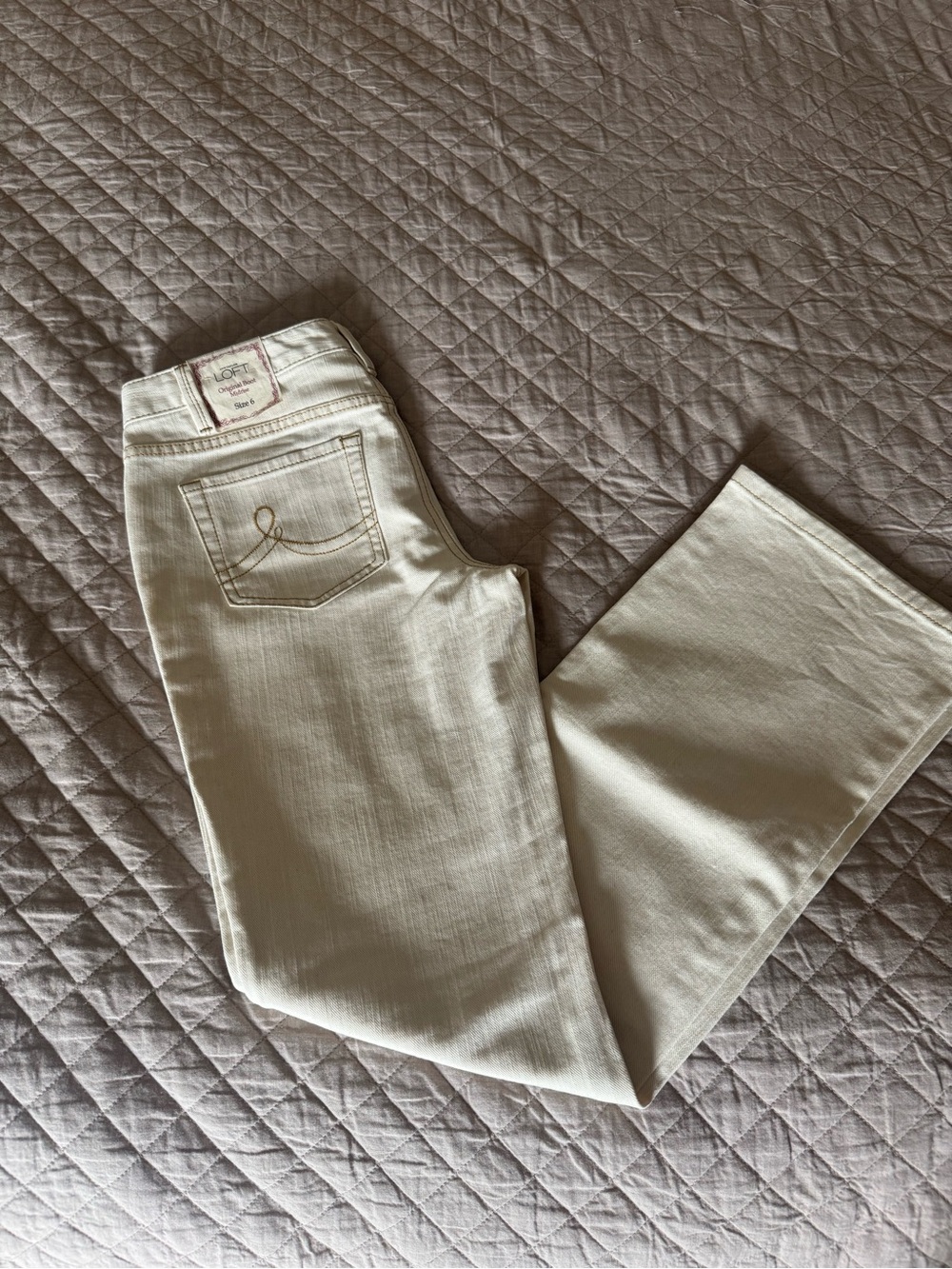 LOFT Cream Boot-Cut Jeans